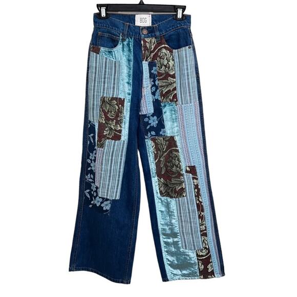 Urban Outfitters BDG High Waisted Wide Leg Boho Patchwork Jeans Size 25 - Picture 2 of 11